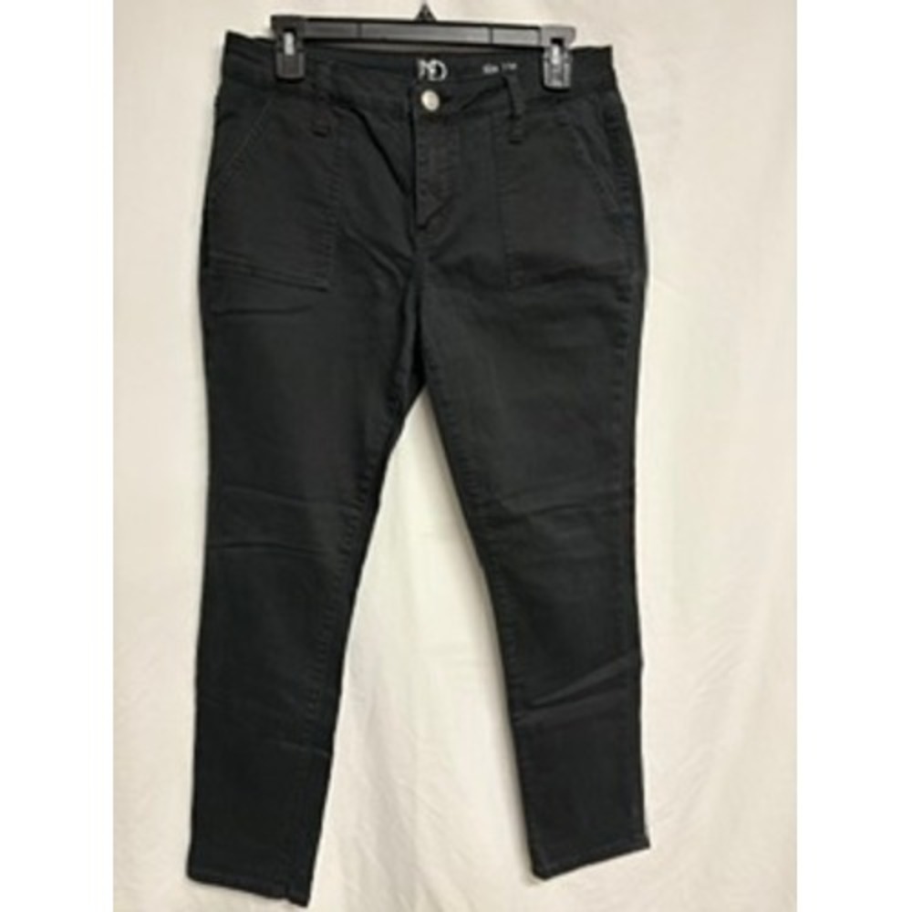 New Directions Women Black Crop Utility Pants Slim Fit Size 10R Office Goth